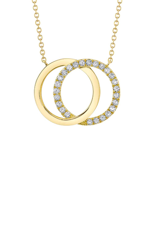 14K Gold Crown of Light Double Circle Diamond Necklace 18