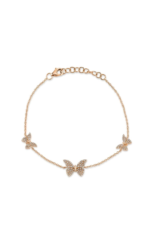 Shy Creation 14k Rose Gold .30ct Diamond Butterfly Bracelet SC55020621