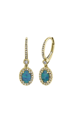 Albert`s 14k Yellow Gold .90ctw Opal and Diamond Dangle Earrings SC55020756