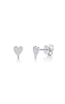 Shy Creation 14k White Gold .10ctw Diamond Pave Heart Stud Earrings SC55006717