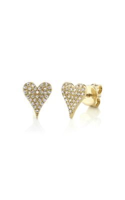 Shy Creation 14k Yellow Gold .14ctw Diamond Pave Heart Stud Earrings SC55006929