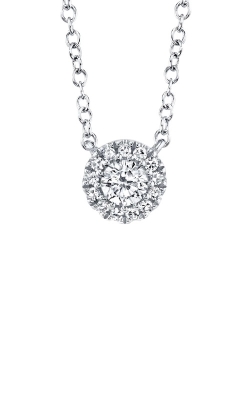 Shy Creation 14k White Gold Diamond Halo Necklace SC55002695