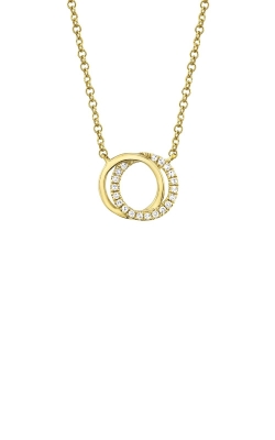 Shy Creation 14k Yellow Gold .07ct Diamond Circle Necklace SC55009638