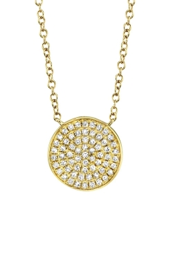Shy Creation 14k Yellow Gold .15ctw Diamond Pave Disc Necklace SC55002399