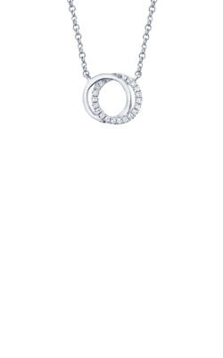Shy Creation 14k White Gold .07ctw Double Circle Necklace SC55009637