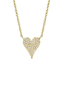 Shy Creation 14k Yellow Gold .11ctw Diamond Pave Heart Necklace SC55006926