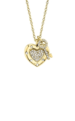 Shy Creation 14k Yellow Gold .18ctw Diamond Key Heart Necklace SC22005665