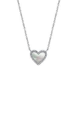 Shy Creation 14k White Gold .65ctw Mother of Pearl Heart Necklace SC55012461