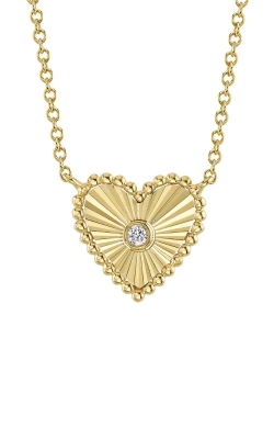 Shy Creation 14k Yellow Gold .02ctw Diamond Bezel Heart Necklace SC55026096