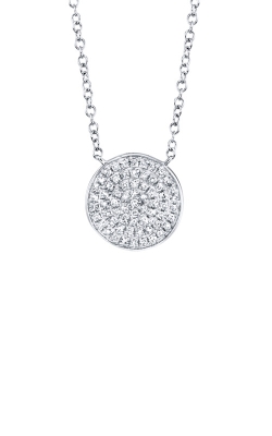 Shy Creation 14k White Gold .15ctw Diamond Pave Circle Necklace SC55002398