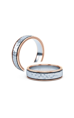 Verragio Men`s 14k White and Rose Gold Hammered Band VWB-7010HM