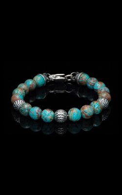 William Henry Seaside Blue Agate Beaded Bracelet with Sculpted Sterling Silver BB50 SLA-LG