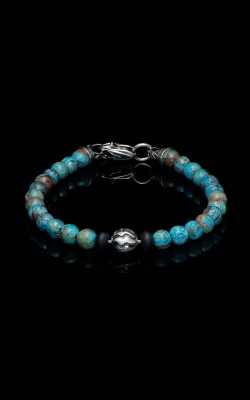 William Henry Brookings Blue Agate Beaded Mens Bracelet BB 48 BLA