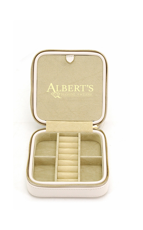 Albert's Almond Leatherette Travel Jewelry Case With Champagne Suede Interior JBX00071