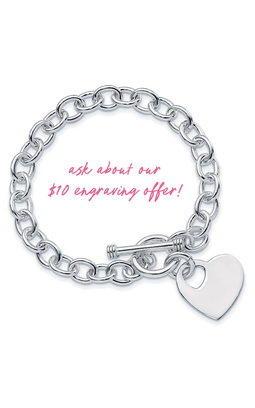 Albert's Sterling Silver Engravable Heart Toggle Bracelet QG1153-7.75