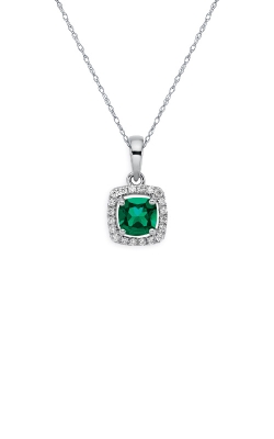 Albert's 10k White Gold Created Emerald and Diamond Necklace PM8582-CE-0WAS43-18