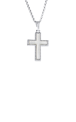 Albert's Sterling Silver Mother of Pearl Beaded Edge Cross on 18'' Chain C1145