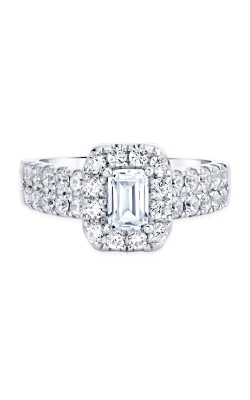 Albert's 14k White Gold .95ctw Emerald Diamond Halo Engagement Ring IR200EM39LJ2W