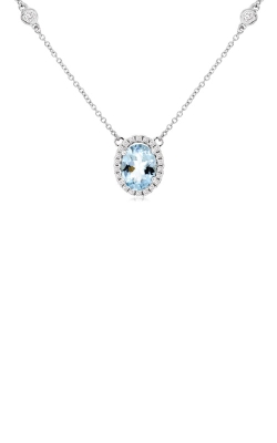 Albert's 14k White Gold 1.37ctw Aquamarine and Diamond Oval Necklace WH1070Q