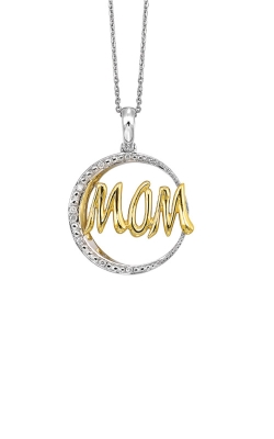 Albert's Sterling Silver Gold Plated .05ctw Mom Necklace PD10987-1YSSD