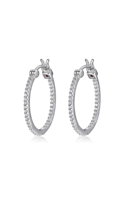Elle Jewelry Sterling Silver In and Out CZ Hoop Earrings E10022WZ