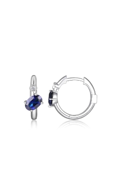 Elle Jewelry Sterling Silver Lab Created Sapphire and Diamond Hoop Earrings E10228WDS