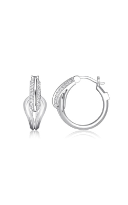 Elle Jewelry Sterling Silver CZ Hoop Earrings E10221WZ