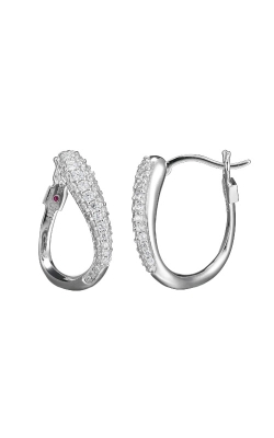 Elle Jewelry Sterling Silver Twisted CZ Oval Hoop Earrings E10269W