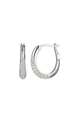 Elle Jewelry Sterling Silver Pave CZ Oval Hoop Earrings E10268W