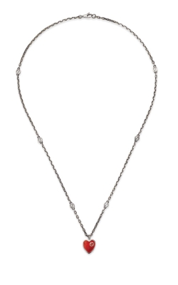 Gucci Sterling Silver Red Heart Necklace YBB645545001