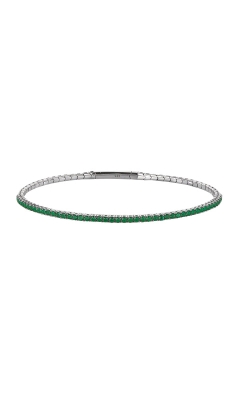 Kelly Waters Platinum Finish Sterling Silver Single Row Emerald Flexible Bracelet BL2409B5