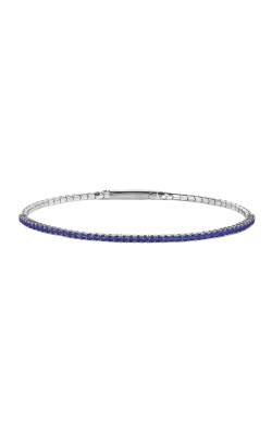 Kelly Waters Platinum Finish Sterling Silver Single Row Simulated Sapphire Bracelet BL2409B9