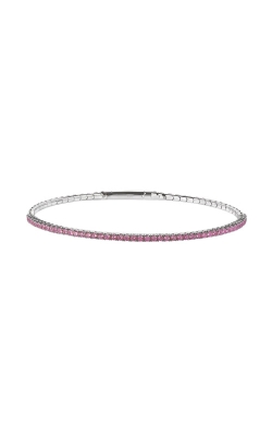 Kelly Waters Platinum Finish Sterling Silver Single Row Pink Simulated Sapphire Bracelet BL2409B10