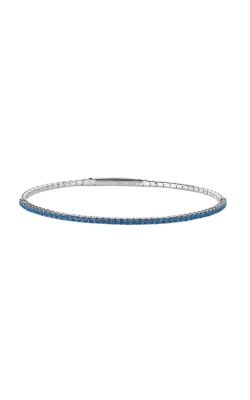 Kelly Waters Platinum Finish Sterling Silver Single Row Simulated Blue Topaz Bracelet BL2409B12