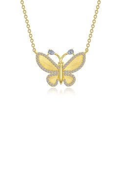 Lafonn Sterling Silver Yellow Gold Plated 1.21ctw Simulated Diamond Butterfly Necklace with 20 Inch Chain N0236CLG20