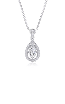 Lafonn Sterling Silver .93ctw Simulated Diamond Oval Halo Necklace with 20 Inch Chain N0275CLP20