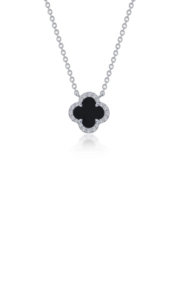 Lafonn Sterling Silver .49 ctw Black Onyx and CZ Halo Clover Necklace N0334OXP20
