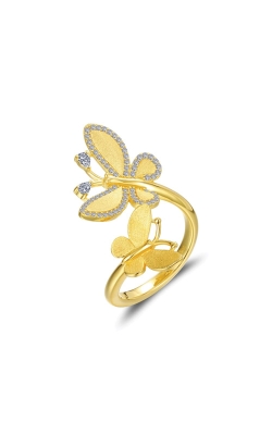 Lafonn Sterling Silver Yellow Gold Plated .96ctw Simulated Diamond Open Butterfly Ring R0463CLG00