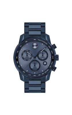 Movado Bold Verso Chronograph 44mm Blue Stainless Steel Mens Watch 3600868