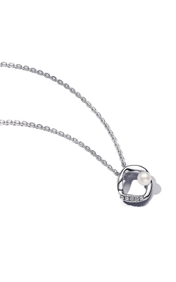 Pandora Organically Shaped Pavé Circle & Treated Freshwater Cultured Pearl Collier Necklace 393303C01-45