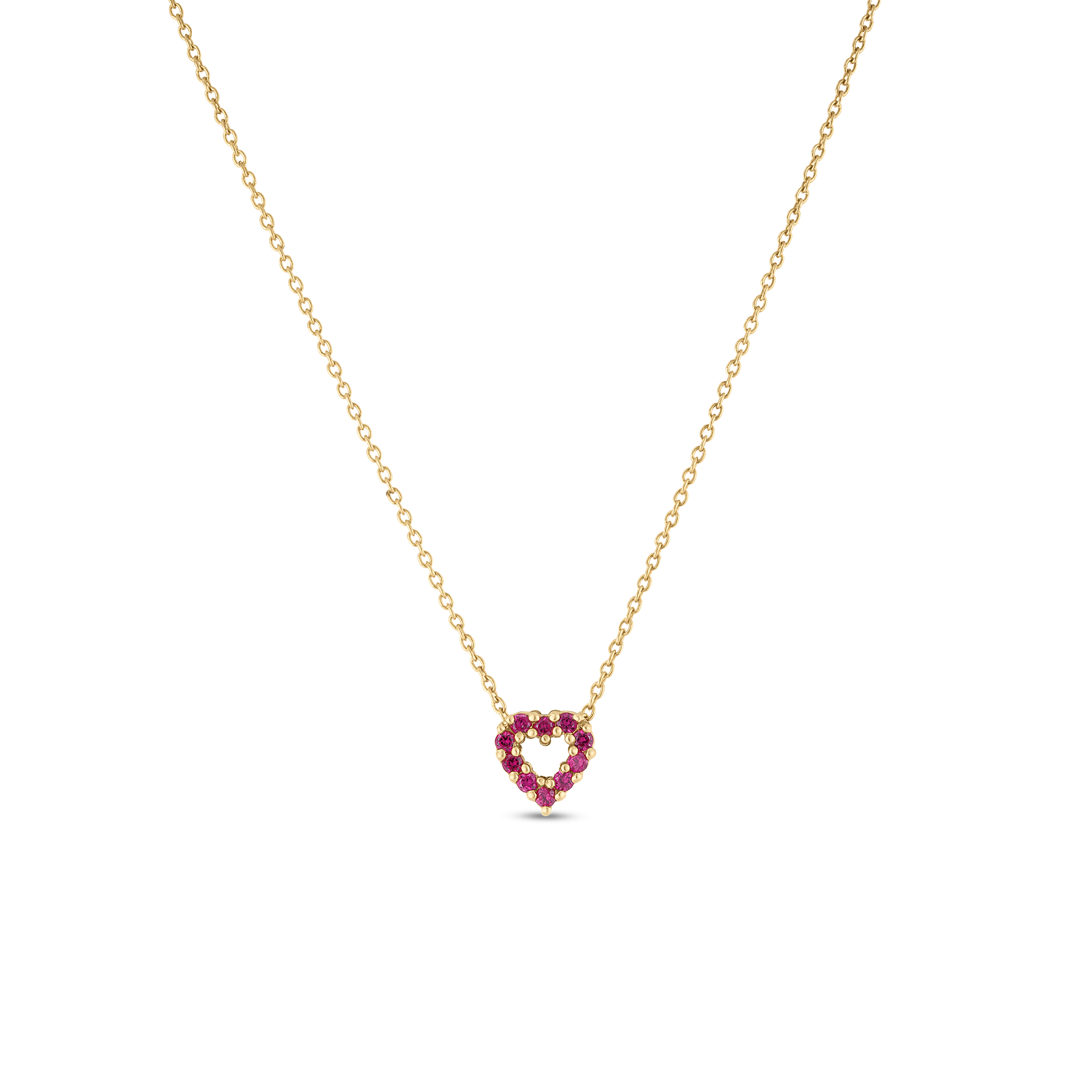 Roberto Coin 18k Yellow Gold .20ctw Ruby and Diamond Heart Necklace ...