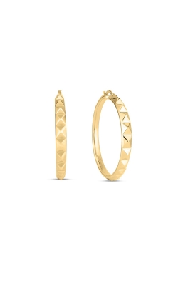 Roberto Coin 18k Yellow Perfect Gold Pyramid Hoop Earrings 6740648AYER0