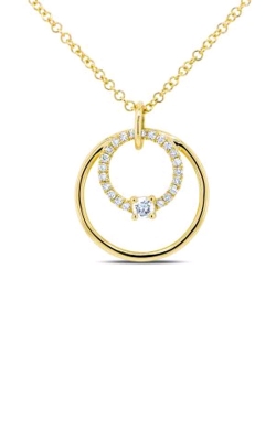 Shy Creation 14k Yellow Gold 0.11ctw Brilliant Double Circle Necklace SC55009040