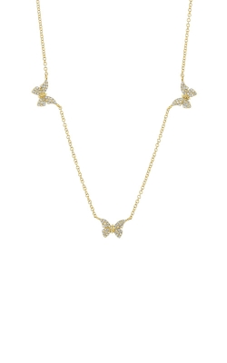 Shy Creation 14k Yellow Gold .23ctw Diamond Butterfly Station Necklace SC55024047